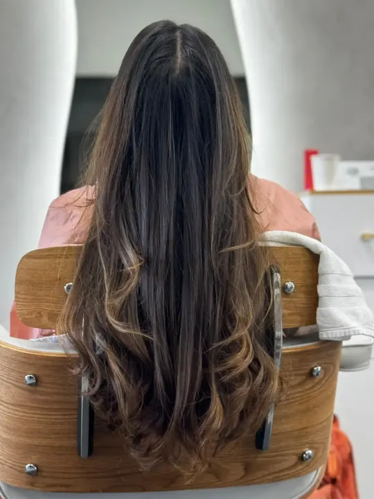 Salon haircut and styling result